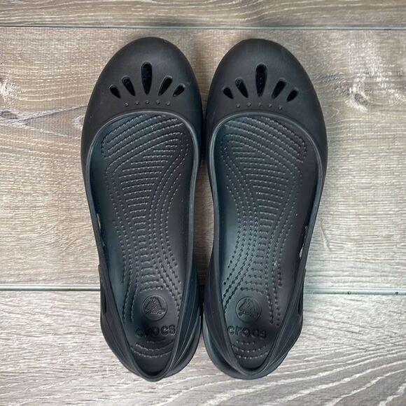 Crocs Thea Slingback Slip On Women’s Size 9 Black Rubber Sandals - Picture 5 of 11